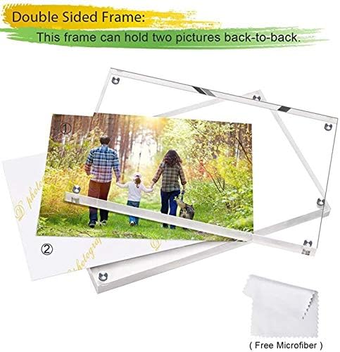 Boxalls 6x8 Inches Acrylic Picture Frame, Double Sided Clear Frameless Photo Frame with Magnetic Desktop Transparent - Image 3