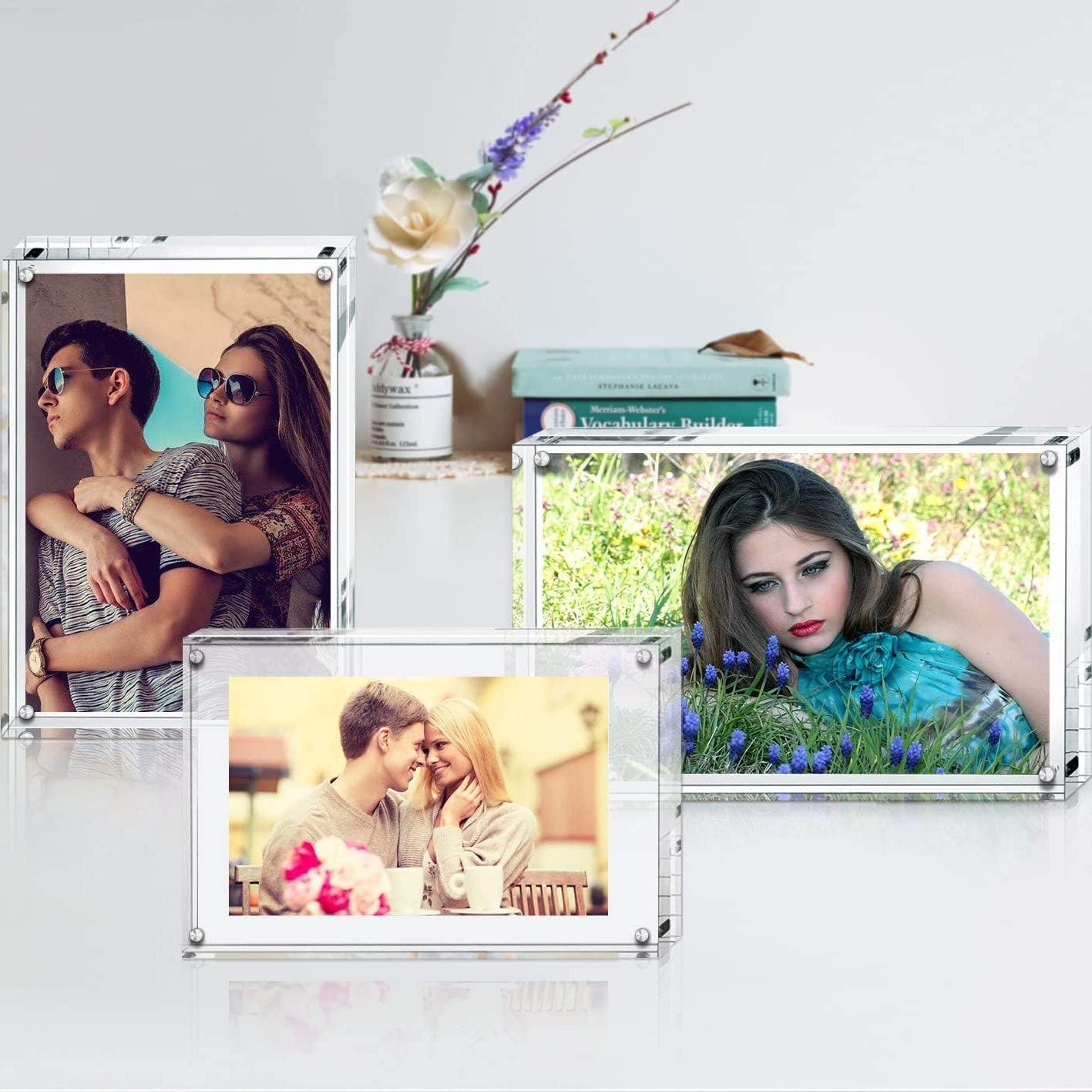 Boxalls 6x8 Inches Acrylic Picture Frame, Double Sided Clear Frameless Photo Frame with Magnetic Desktop Transparent - Image 8
