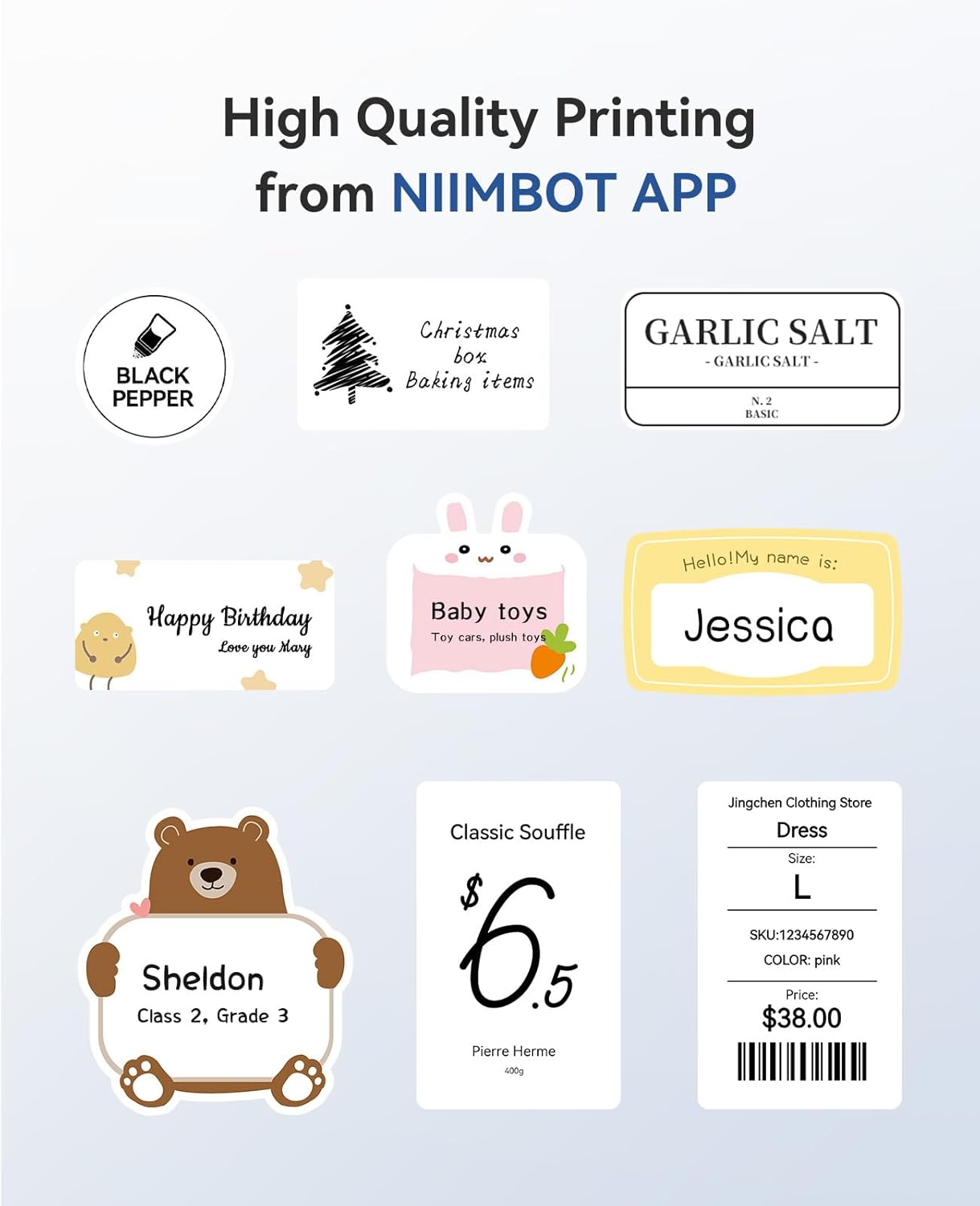 NIIMBOT B1 Label Maker Machine with Tape, Thermal Label Printer Easy to Use for Office, Home, Business, 2 Inch Label Maker with 2'' x1.18'' Labels-230pcs/Roll - Image 3