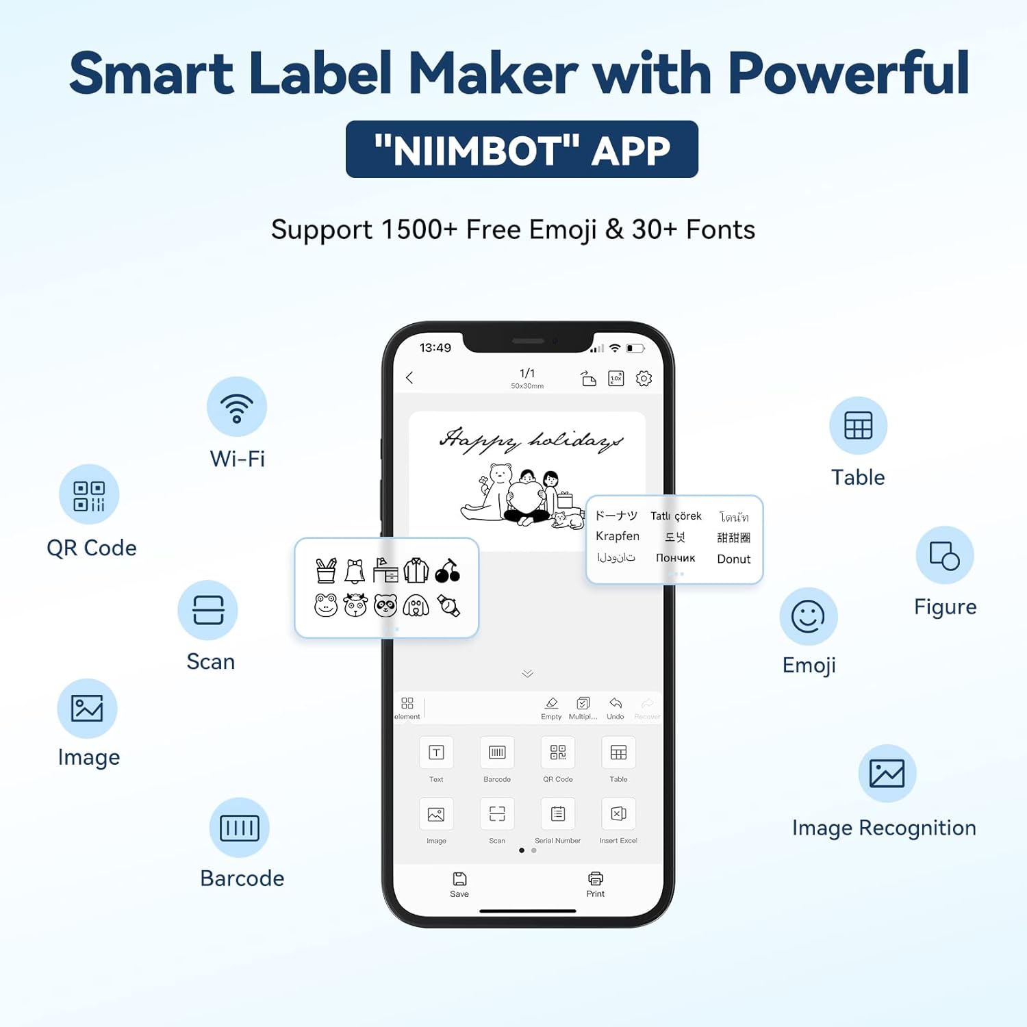 NIIMBOT B1 Label Maker Machine with Tape, Thermal Label Printer Easy to Use for Office, Home, Business, 2 Inch Label Maker with 2'' x1.18'' Labels-230pcs/Roll - Image 6