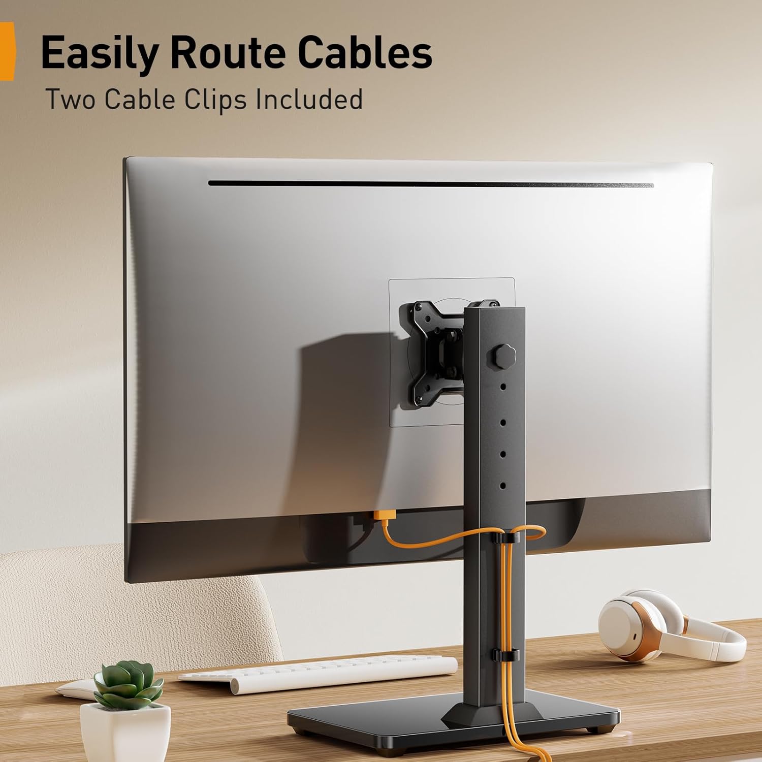 Perlegear Monitor Stand, Freestanding Monitor Mount for 13-34 inch Screens with 360 Degree Rotation, 5 Height Settings, Adjustable Monitor Desk Riser with Swivel and Tilt, Max VESA 100x100mm, PGTVS29 - Image 7