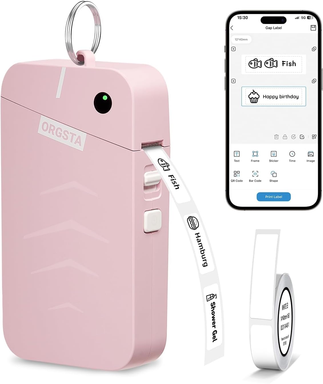 S001 Label Maker Machine with Tape, Portable Bluetooth Label Maker for Home and Office Organization, Thermal Label Printer Mini Label Maker with Multiple Templates, Pink