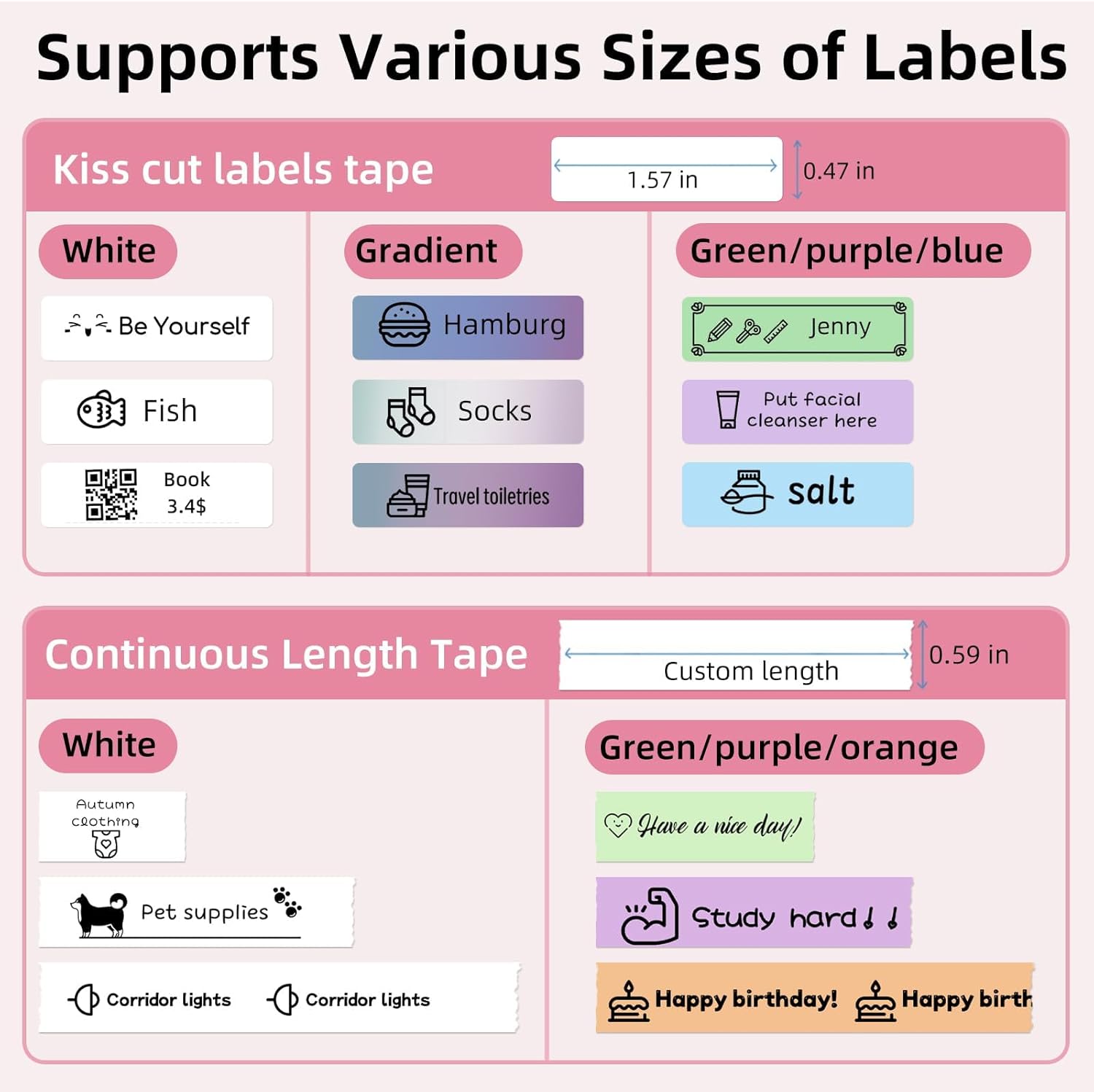 S001 Label Maker Machine with Tape, Portable Bluetooth Label Maker for Home and Office Organization, Thermal Label Printer Mini Label Maker with Multiple Templates, Pink - Image 3