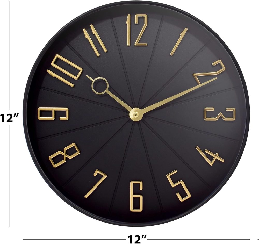 Westclox 12" Modern Dial with Raised Numbers Wall Clock for Living Room, Home Office and Bedroom (Black) - Image 4