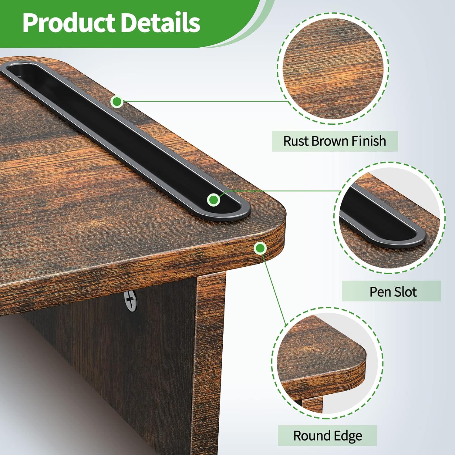 Zimilar Dual Monitor Stand Riser, Monitor Stand with Adjustable Length and Angle, Wood Monitor stand for desk, Monitor Riser for 2 monitors with Storage Space(Rust Brown Large) - Image 9